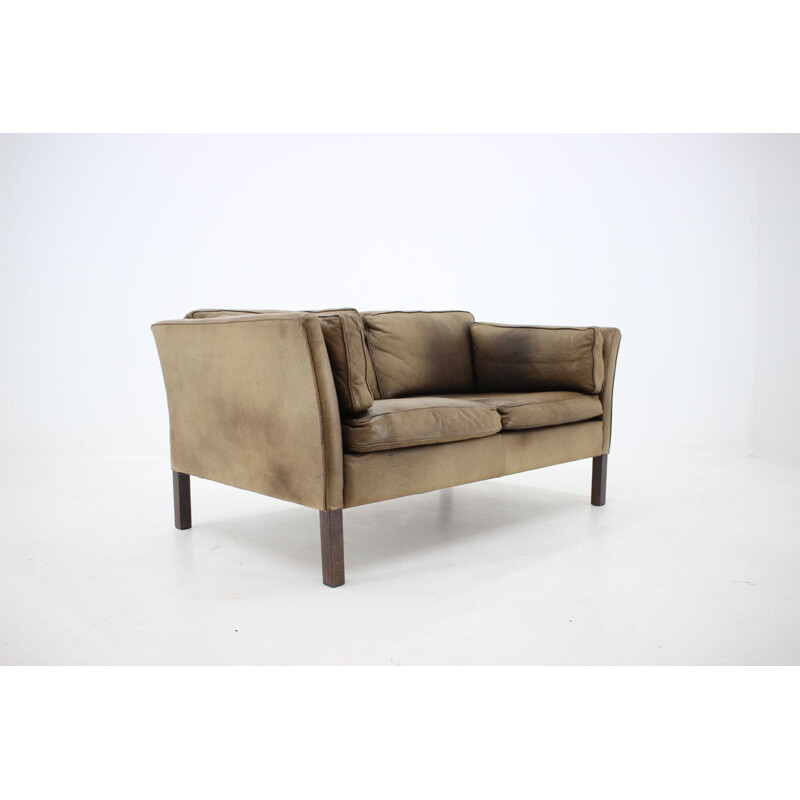 Vintage 2-Seater Leather Sofa, Danish 1960s