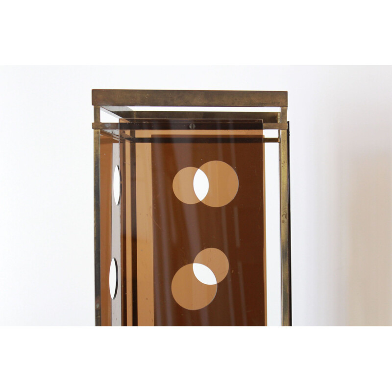 Porte-parapluies vintage en laiton et plexiglas 1970