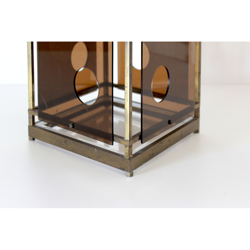 Vintage brass and plexiglass umbrella stand 1970s