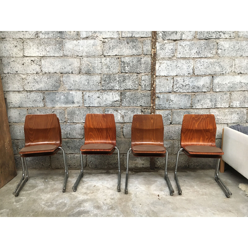 Set of 8 vintage Flototto Pagholz stacking chairs by Adam Stegner 1960s