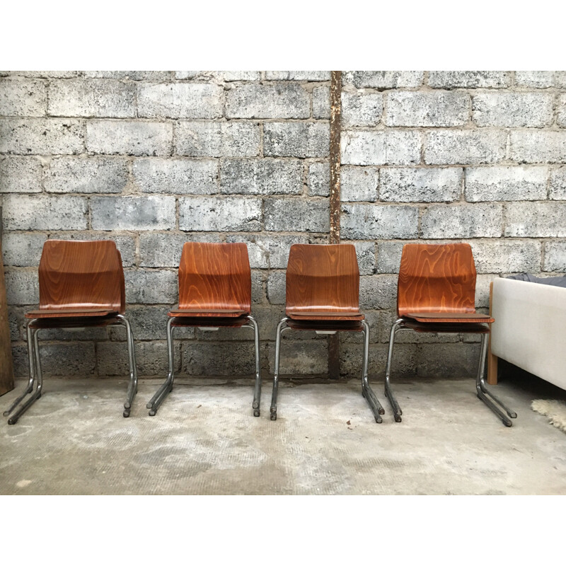 Set of 8 vintage Flototto Pagholz stacking chairs by Adam Stegner 1960s
