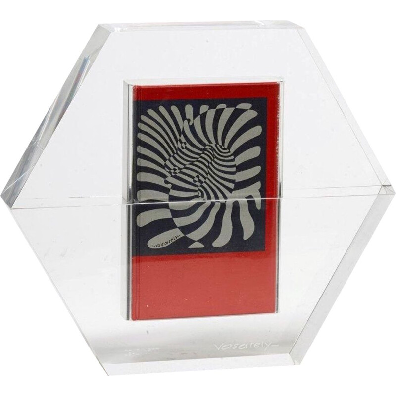 Vintage sculpture Hexagon by Victor Vasarely 1988s