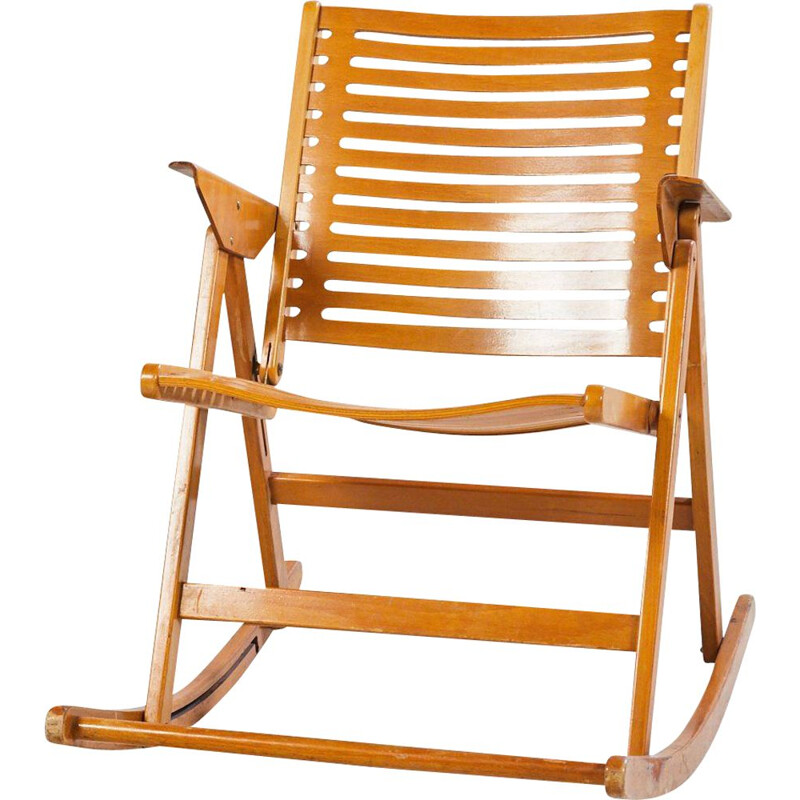 Vintage Rex foldable Rocking Chair by Niko Kralj for Impakta Les 1970s