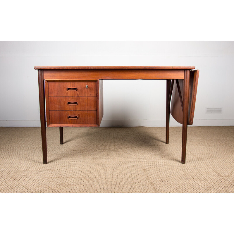 Vintage double-sided extensible teak desk in the taste of Arne Vodder, Danish 1960s