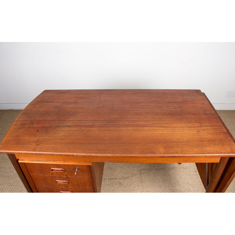 Vintage double-sided extensible teak desk in the taste of Arne Vodder, Danish 1960s