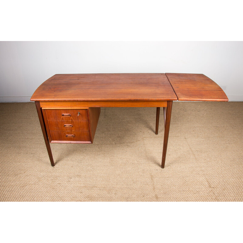 Vintage double-sided extensible teak desk in the taste of Arne Vodder, Danish 1960s