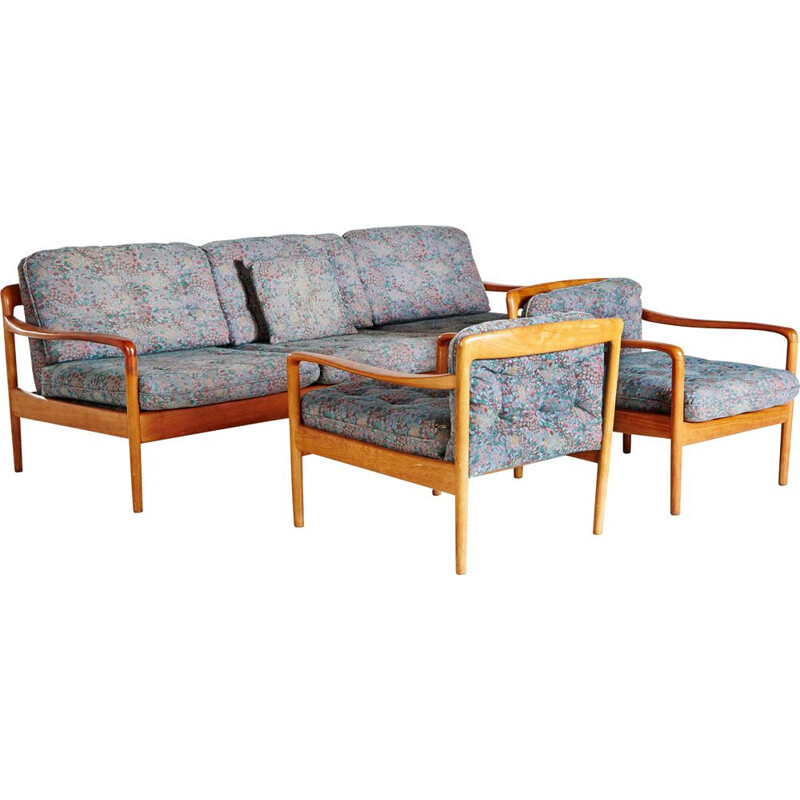 Conjunto de sala de estar da Knoll International 1960 emoldurado de teca vintage