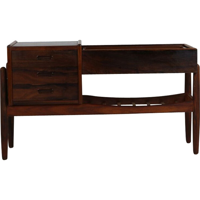 Vintage rosewood three drawer cabinet with a plant table by Arne Wahl Iversen, Danish 1959s