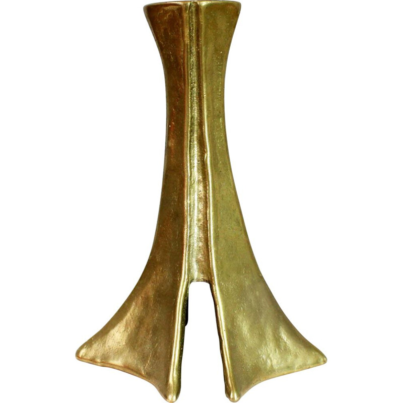 Vintage Brutalist candlestick in bronze 1960s