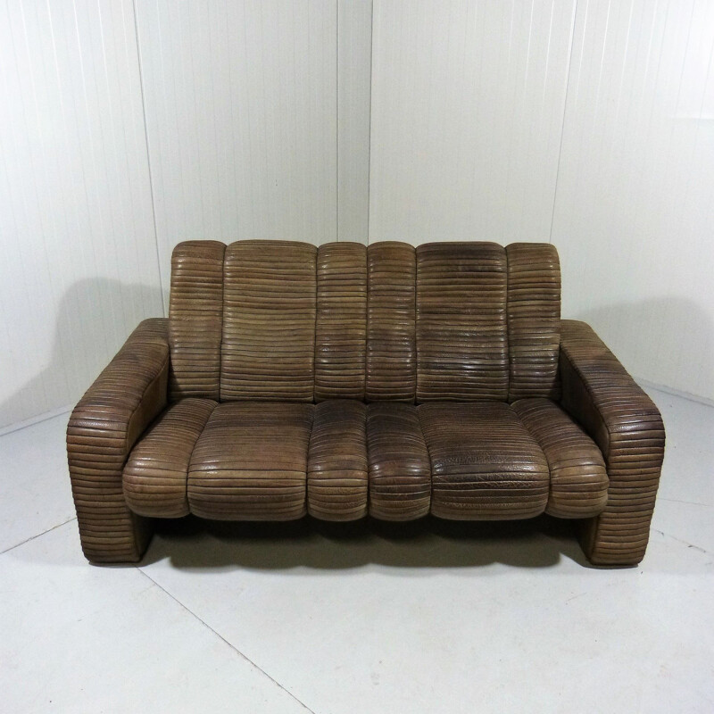 Canapé vintage en cuir Patchwork par Ernst Lüthy De Sede 1960
