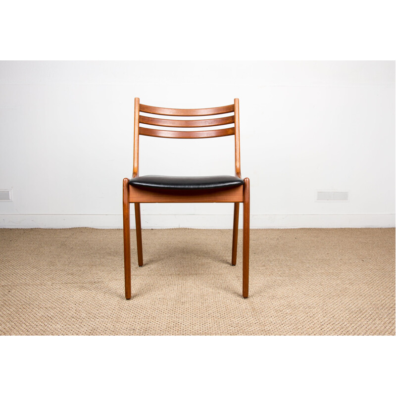 Set of 4 vintage teak and skai chairs by Henning Kjaernulf for Korup Stolefabrik, Danish 1960s