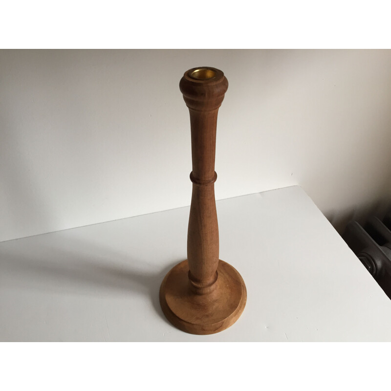 Large vintage teak candlestick, Scandinavian