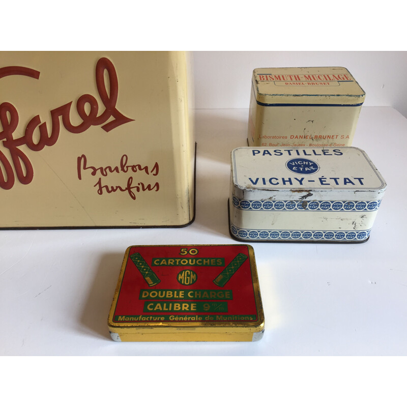 Set of 4 vintage metal caffarel boxes