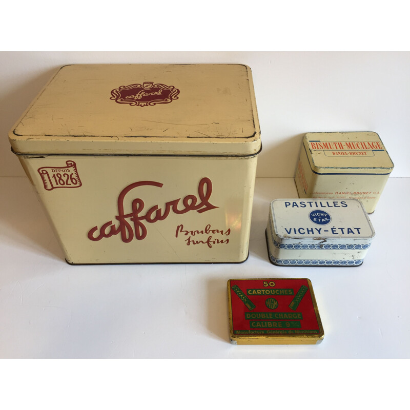 Set of 4 vintage metal caffarel boxes