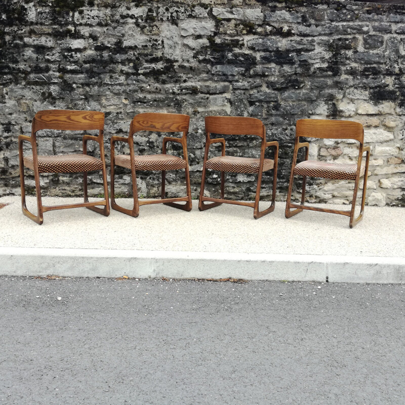 Set of 4 vintage Baumann sleigh chairs