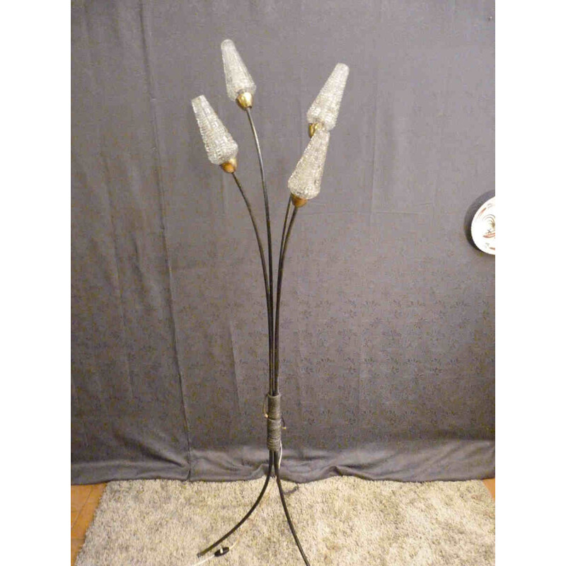 Lampadaire vintage à 4 tulipes - années 50