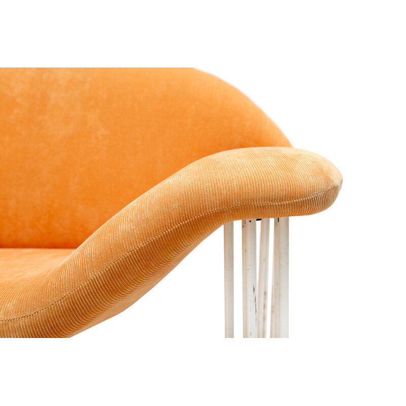 Sofa in orange salmon velvet - 1960s