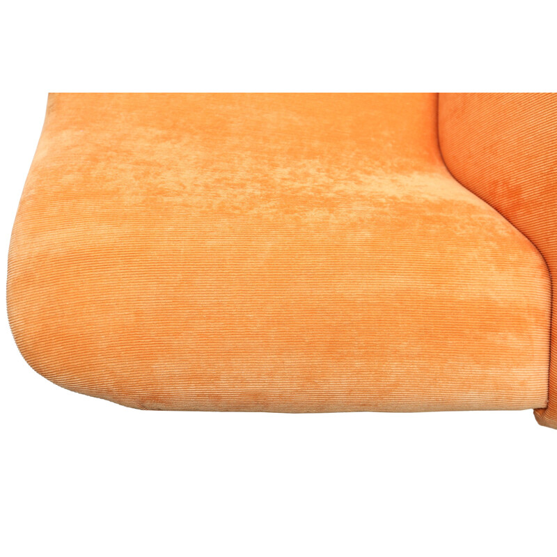 Sofa in orange salmon velvet - 1960s
