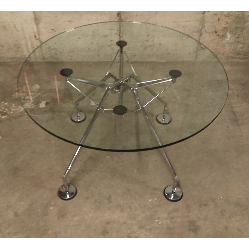 Coffee table "Nomos" in glass Techno, Norman FOSTER - 1980s