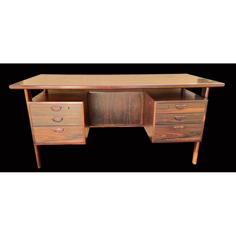 Vintage Santos Rosewood Desk by Kai Kristiansen for Fekdballes Mobelfabrik 1960s