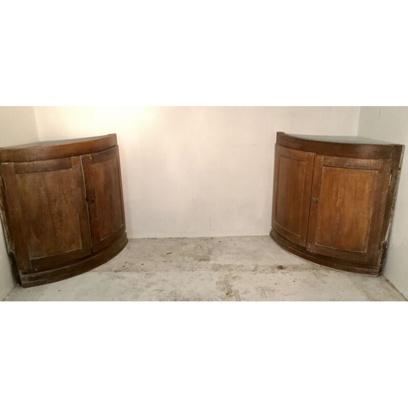 Pair of vintage solid wood corner pieces