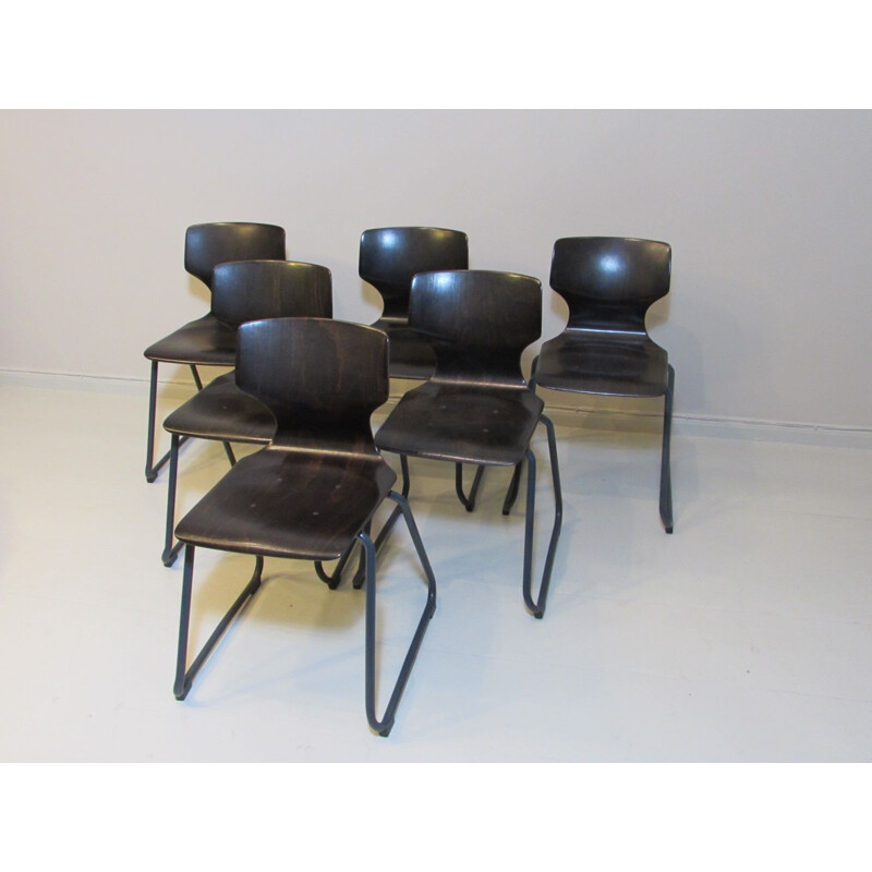 Set of 6 vintage Pagholz chairs by Adam Stegner for Flötotto 1960s