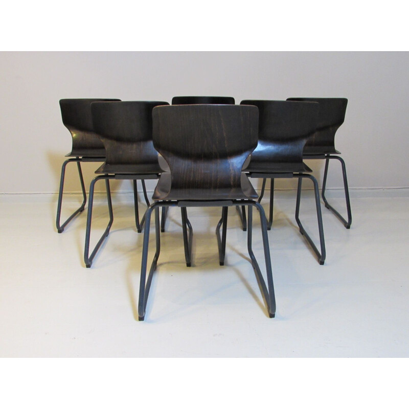 Set of 6 vintage Pagholz chairs by Adam Stegner for Flötotto 1960s