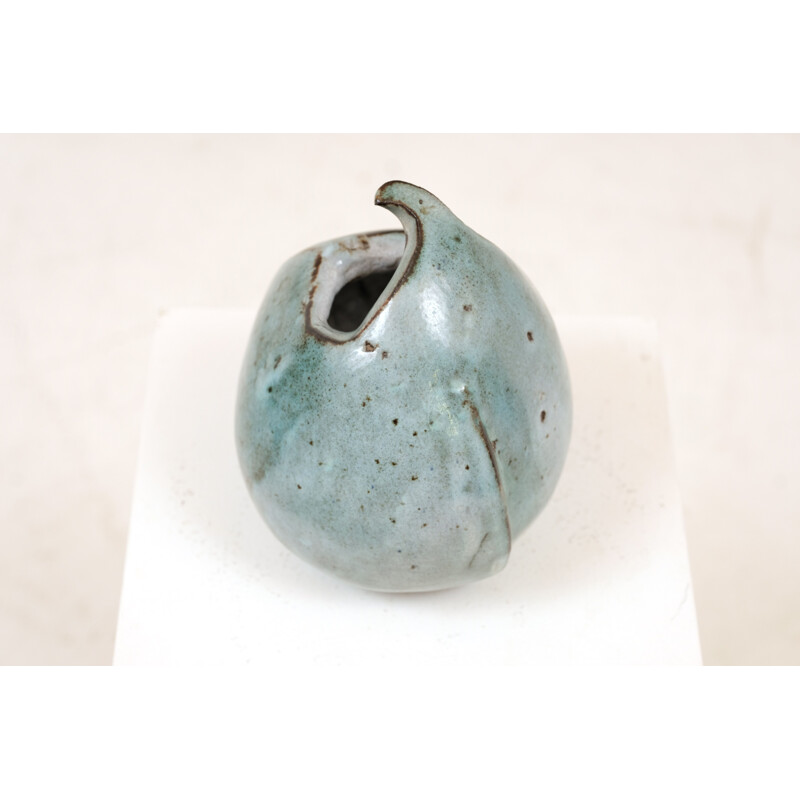 Vintage enamelled stoneware soliflore by Michel Anasse 1965s