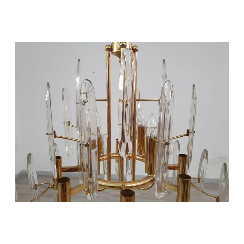 Vintage glass Chandelier  Gaetano Sciolari 