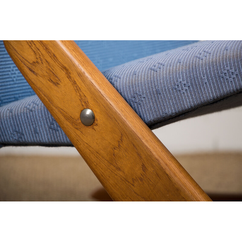 Large vintage teak and fabric rocking chair, Danish 1960s