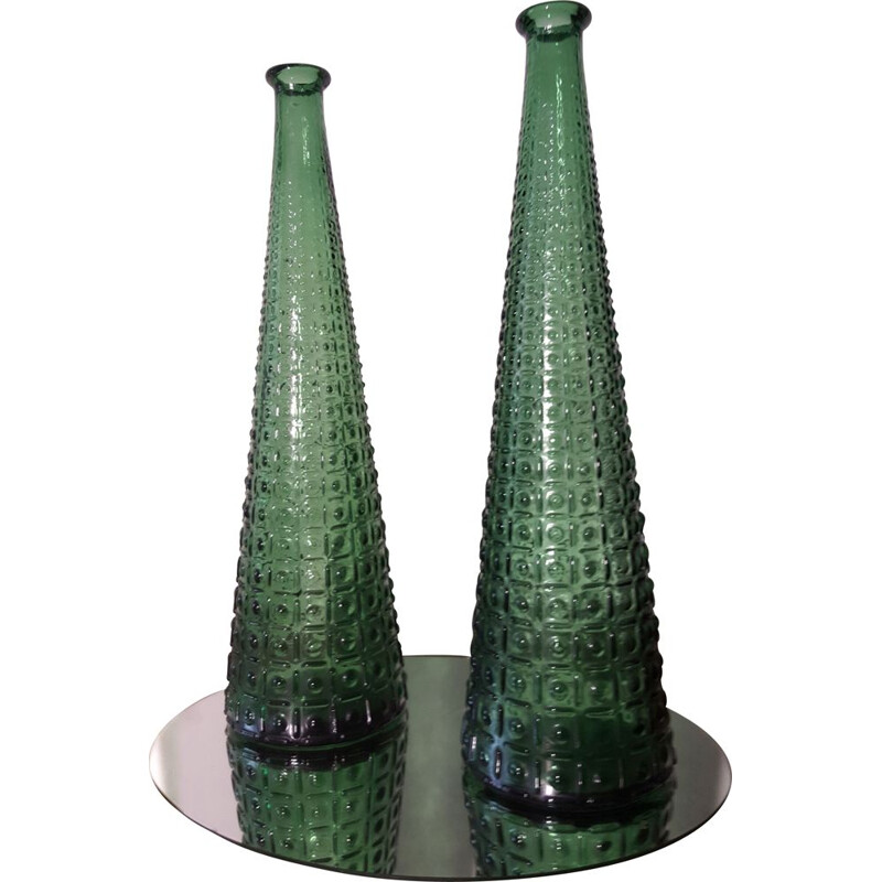 Paire de vase vintage en verre 1950