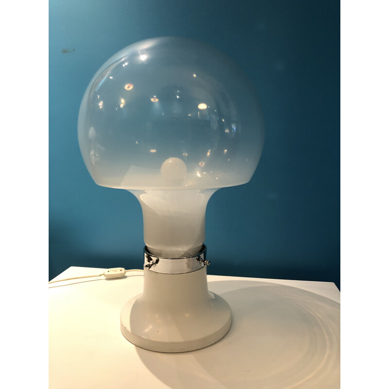 Vintage white glass lamp by Italian Carlo Nason