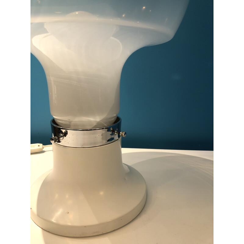 Lampe vintage en verre blanc de Carlo Nason italienne