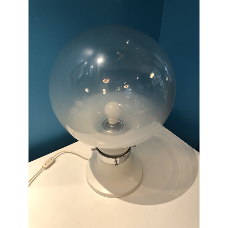 Vintage white glass lamp by Italian Carlo Nason