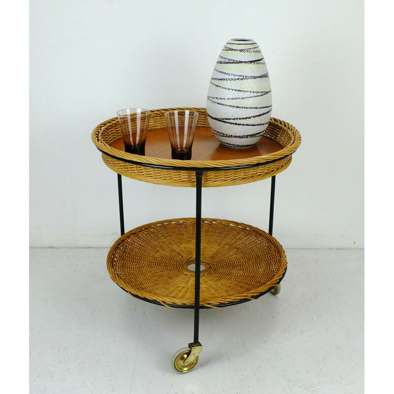 Vintage teak metal tea trolley 1950s