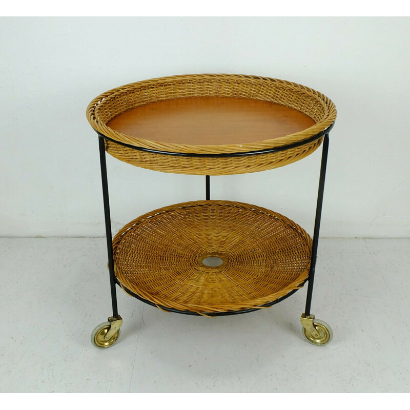 Vintage teak metal tea trolley 1950s