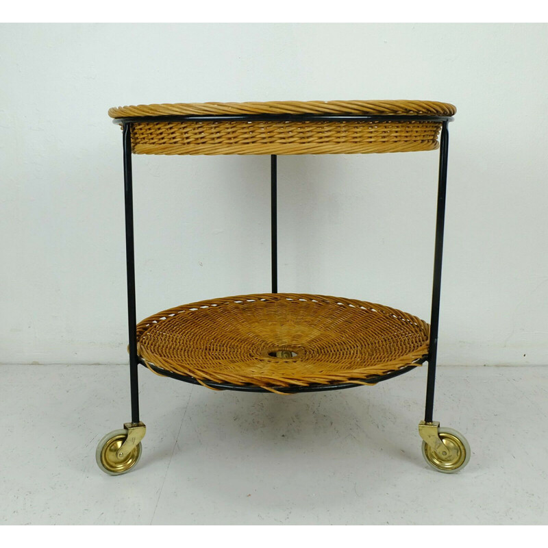 Vintage teak metal tea trolley 1950s