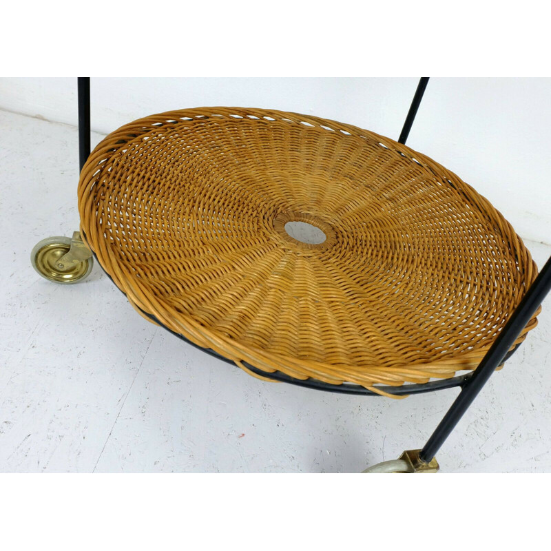 Vintage teak metal tea trolley 1950s