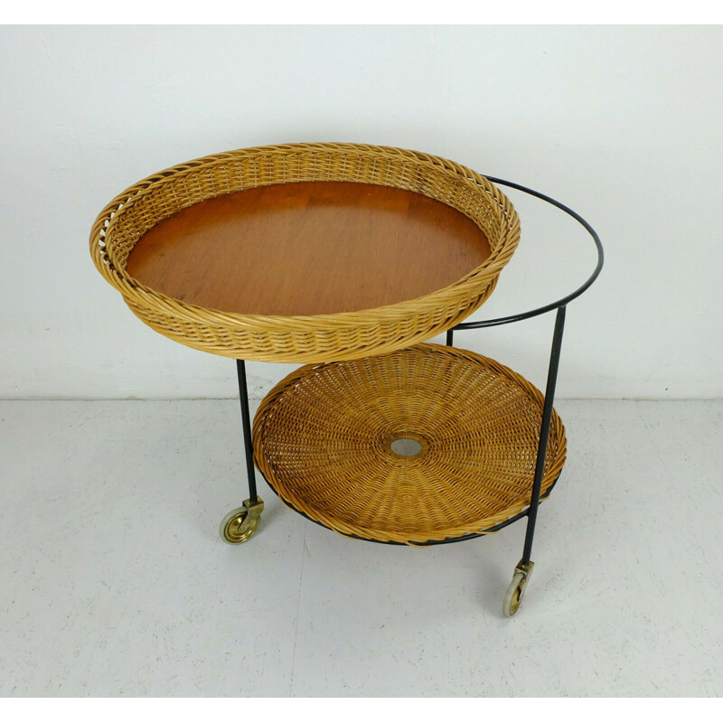 Vintage teak metal tea trolley 1950s