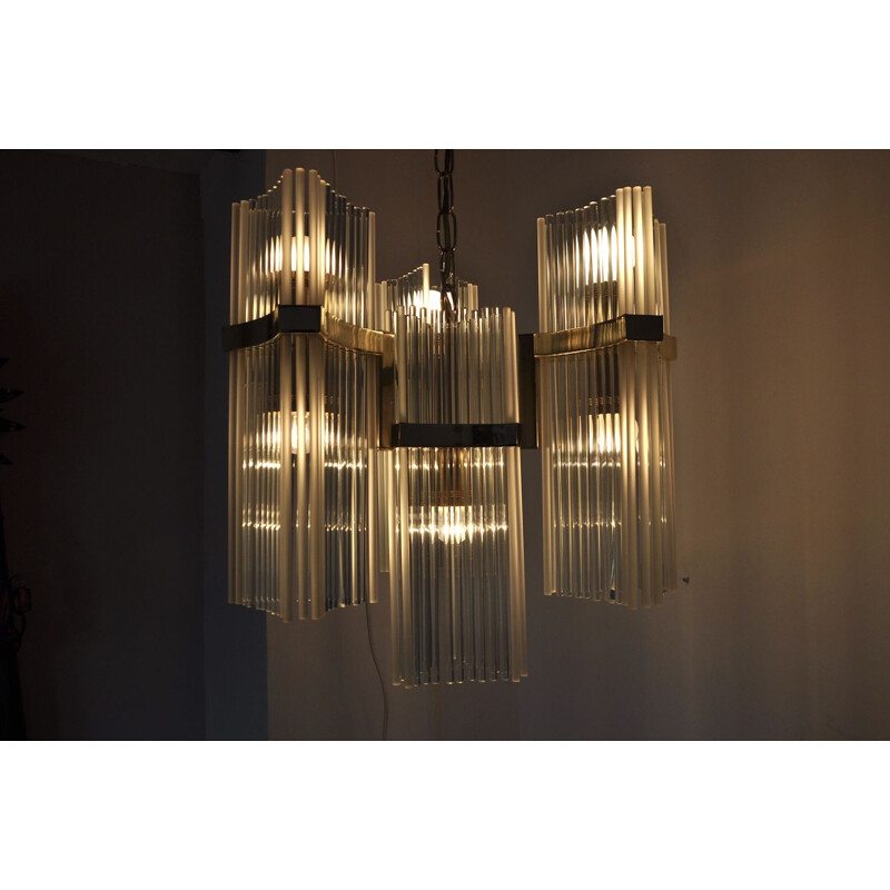 Vintage chandelier by Gateano Sciolari for Ligholier, Italy 1970s