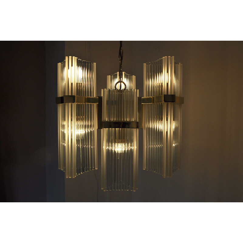 Vintage chandelier by Gateano Sciolari for Ligholier, Italy 1970s