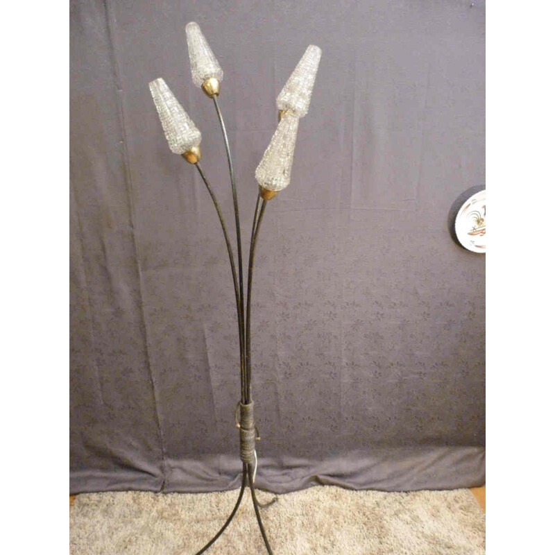 Lampadaire vintage à 4 tulipes - années 50