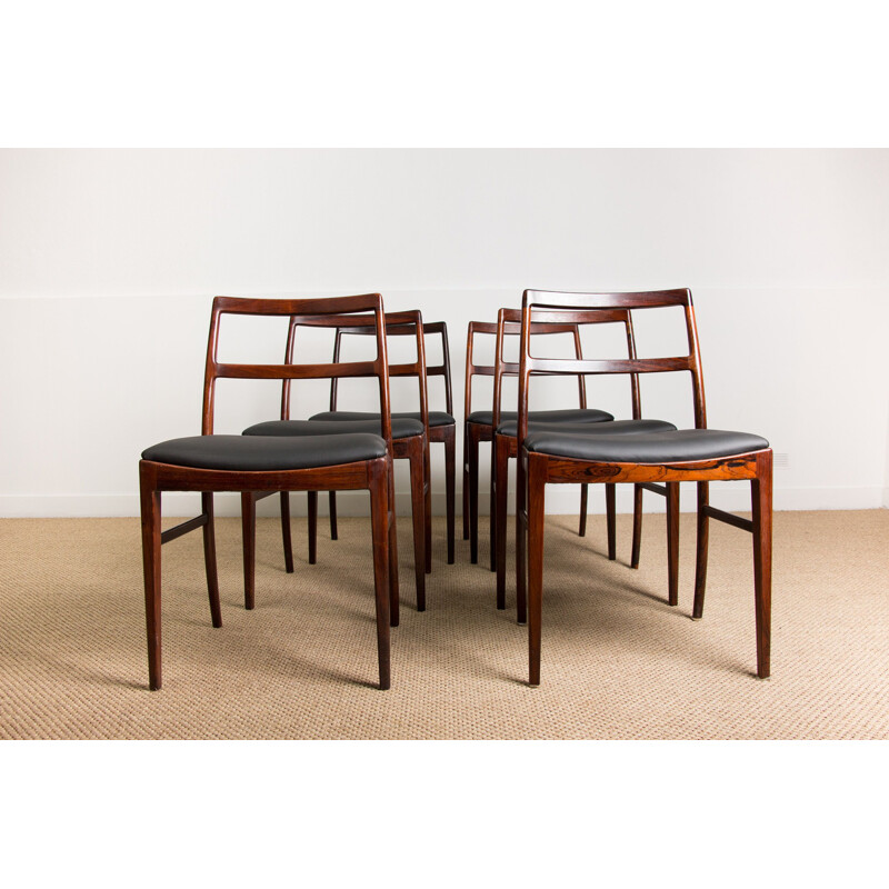 Set of 6 vintage Rio rosewood chairs model 420 by Arne Vodder for Sibast, Danish 1960s