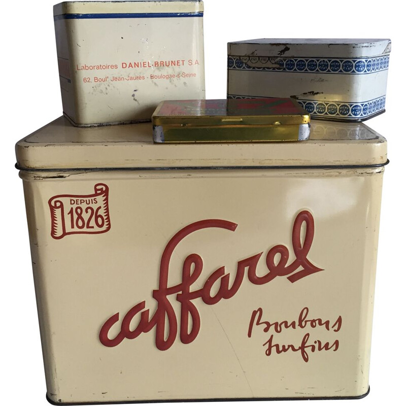 Set di 4 scatole da caffè in metallo vintage