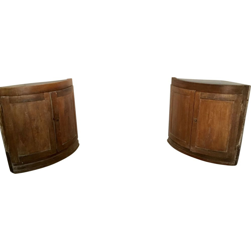 Pair of vintage solid wood corner pieces