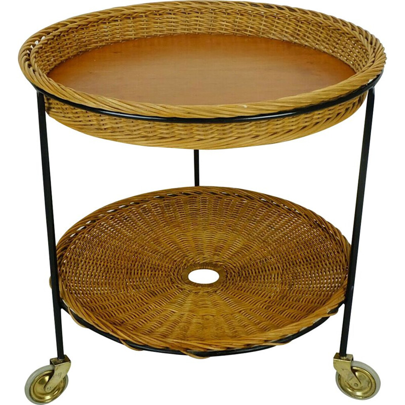 Vintage teak metal tea trolley 1950s