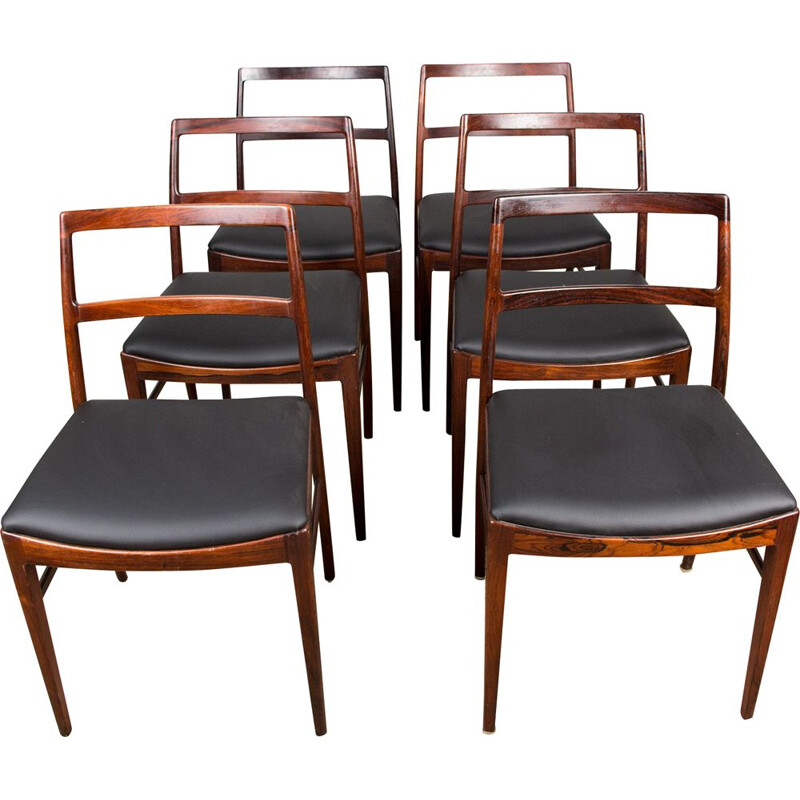 Suite de 6 chaises vintage en palissandre de Rio modèle 420 par Arne Vodder pour Sibast, Danoises 1960