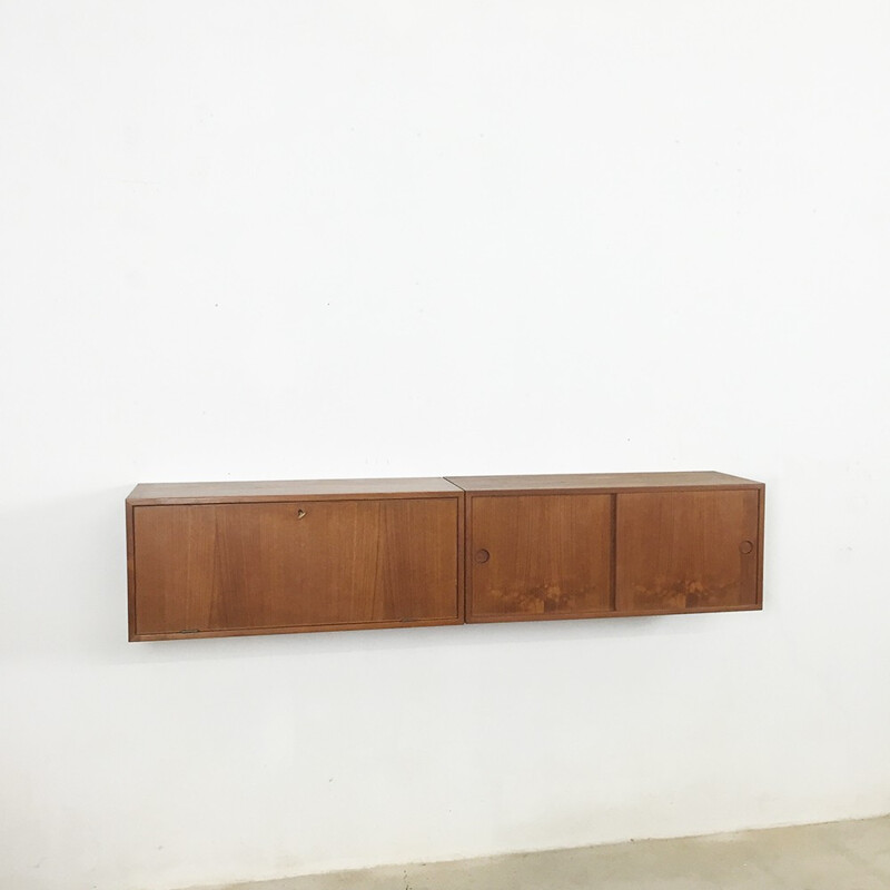 Scandinavian Feldballes Mobelfabrik wall unit in veneered teak, Kai KRISTIANSEN - 1960s