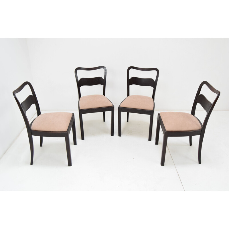 Set of 4 vintage chairs made of wood by Jindrich Halabala, Czech 1940