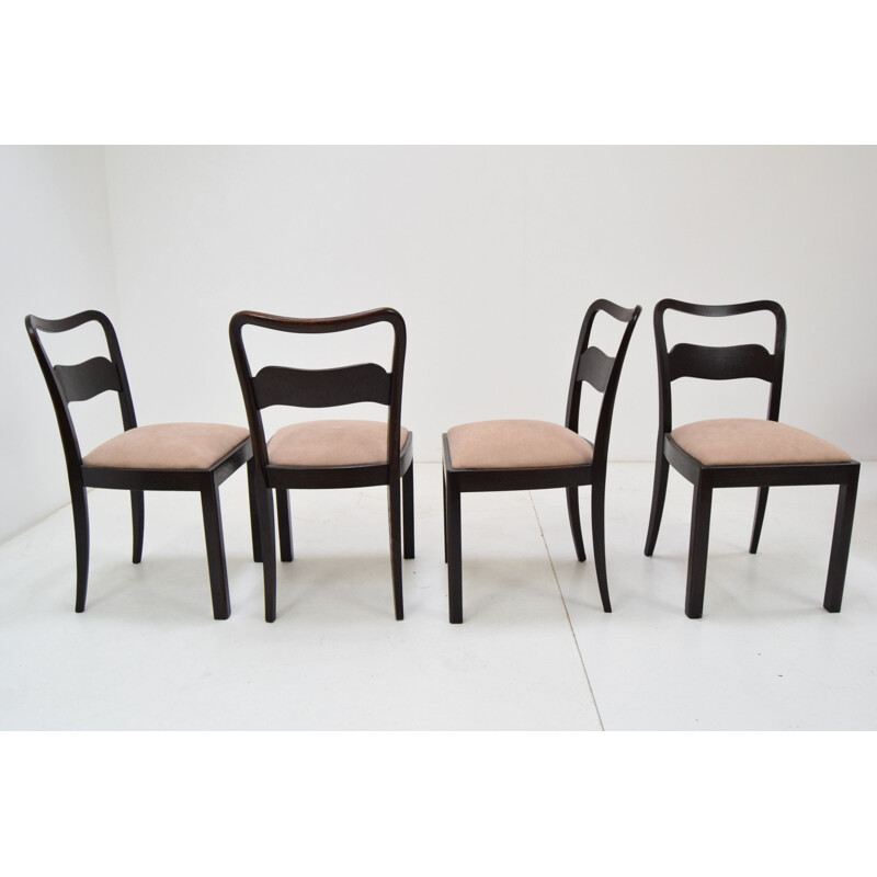 Set of 4 vintage chairs made of wood by Jindrich Halabala, Czech 1940